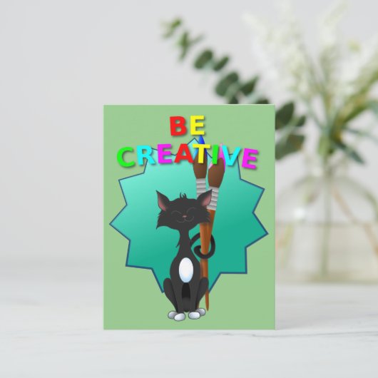 Wees creatief zwart-wit briefkaart (Staand voorkant)