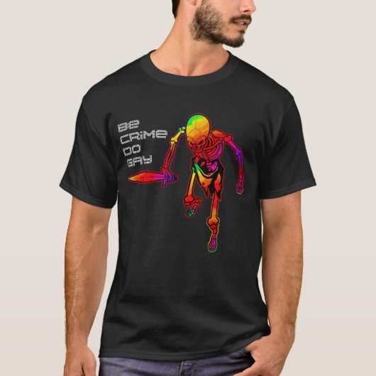 Wees crimineel doe homepage-skelet grappige LGBT T-shirt (Voorkant)