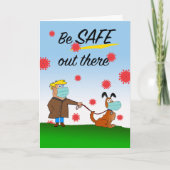 Wees daar veilig, Coronavirus, Man Walking Dog Kaart (Voorkant)