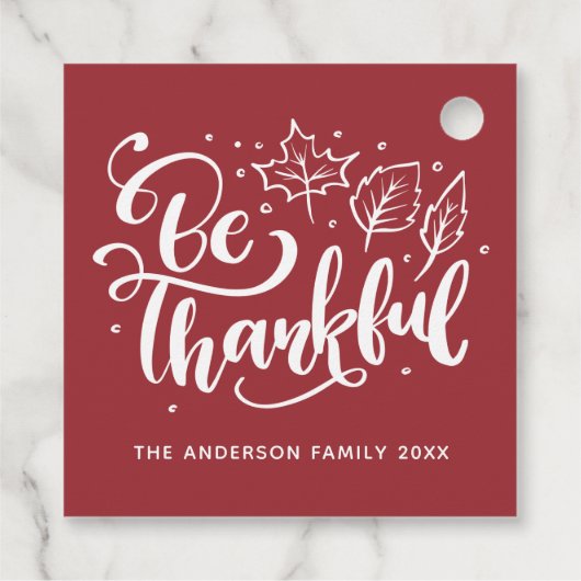 Wees dankbaar Bourgondische Thanksgiving Bedankjes Labels (Achterkant)