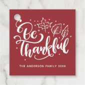 Wees dankbaar Bourgondische Thanksgiving Bedankjes Labels (Voorkant)