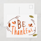 Wees dankbaar Gelukkig Thanksgiving Vriendendag Briefkaart (Voorkant / Achterkant)
