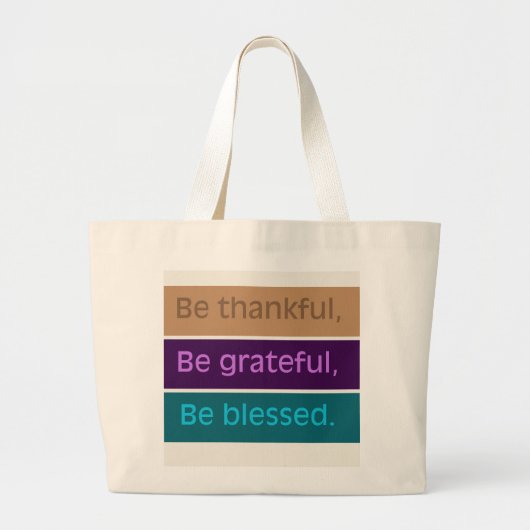 'Wees Dankbaar' Modern Kleurblok Grote Tote Bag (Voorkant)