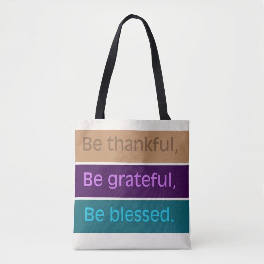 'Wees Dankbaar' Modern Kleurblok  Tote Bag (Voorkant)