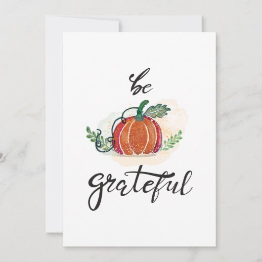 Wees dankbaar pompoenen waterverf happy thanksgivi feestdagenkaart (Voorkant)