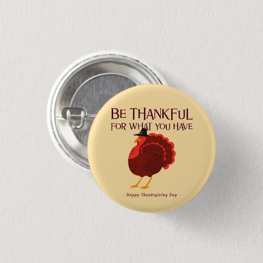 Wees dankbaar - Thanksgiving Turkije Button (Voorkant /achterkant)
