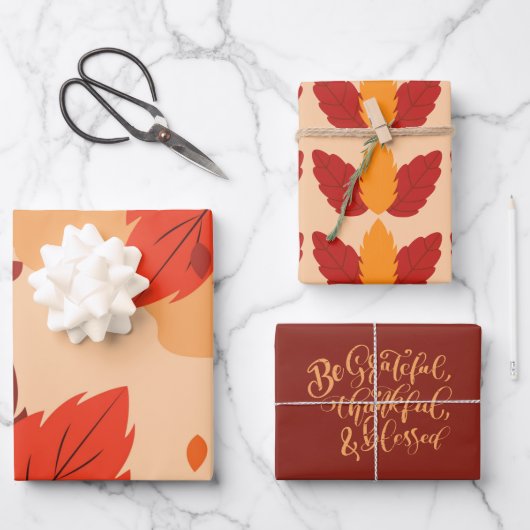 Wees dankbaar voor de herfst van Maple Leaves Inpakpapier Vel (Voorkant)