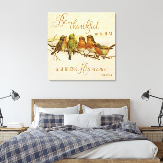 Wees dankbaar voor hem en sla zijn naam los canvas afdruk (Insitu (Slaapkamer))