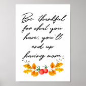 Wees dankbaar voor wat je hebt poster (Voorkant)