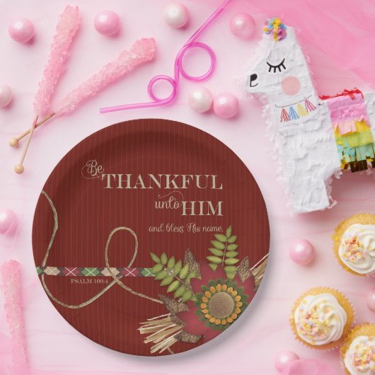 Wees dankbaar voor zijn scrapbook-effect papieren bordje (Feest)