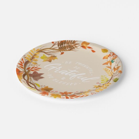 Wees dankbaar, wees dankbaar, wees gezegend Thanks Papieren Bordje (Gekanteld)