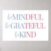 Wees dankbaar wees vriendelijk | Blauw Roze Poster (Voorkant)