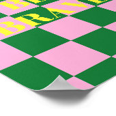 Wees dapper, groene, roze en gele quote poster (Hoek)