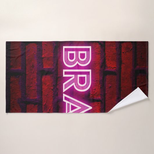 Wees dapper inspirerend quote neon effect text op  badhanddoek (Badhanddoek)