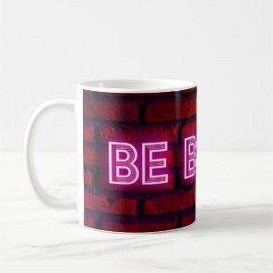 Wees dapper inspirerend quote neon effect text op koffiemok