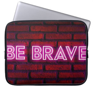Wees dapper inspirerend quote neon effect text op  laptop sleeve