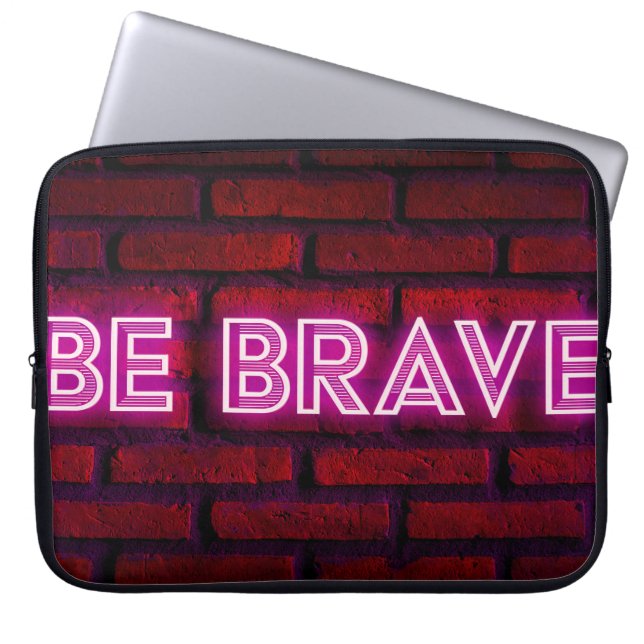 Wees dapper inspirerend quote neon effect text op  laptop sleeve (Voorkant)