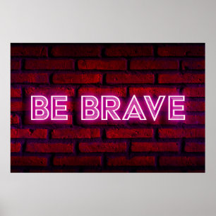 Wees dapper inspirerend quote neon effect text op  poster