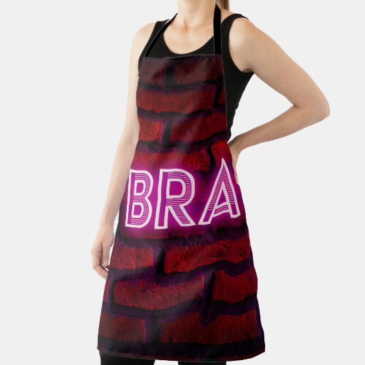 Wees dapper inspirerend quote neon effect text op schort (Insitu)