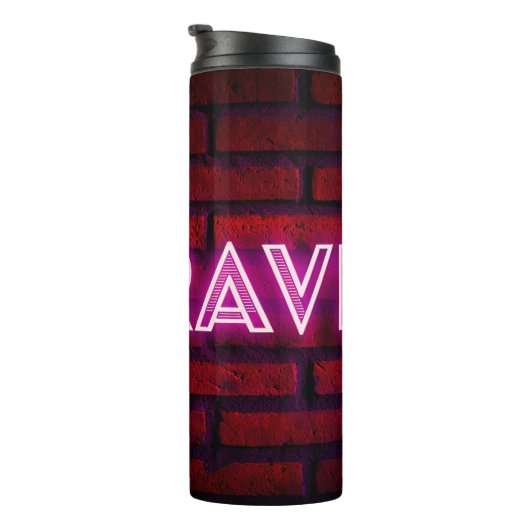 Wees dapper inspirerend quote neon effect text op  thermosbeker (Geroteerd rechts)