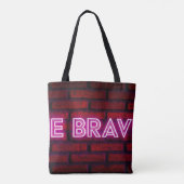 Wees dapper inspirerend quote neon effect text op tote bag (Achterkant)