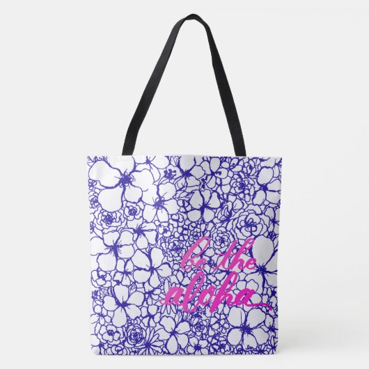 Wees de Aloha Floral Shopper Blue Canvas tas (Voorkant)