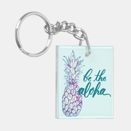 Wees de Aloha Pineapple Square Sleutelhanger Mini (Voorkant Links)
