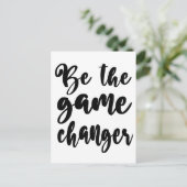 Wees de game-wisselaar aanmoedigen citaat zwart wi briefkaart (Staand voorkant)