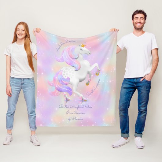 Wees de helderste Ster Magical Unicorn Princess Fl Fleece Deken (In situ)