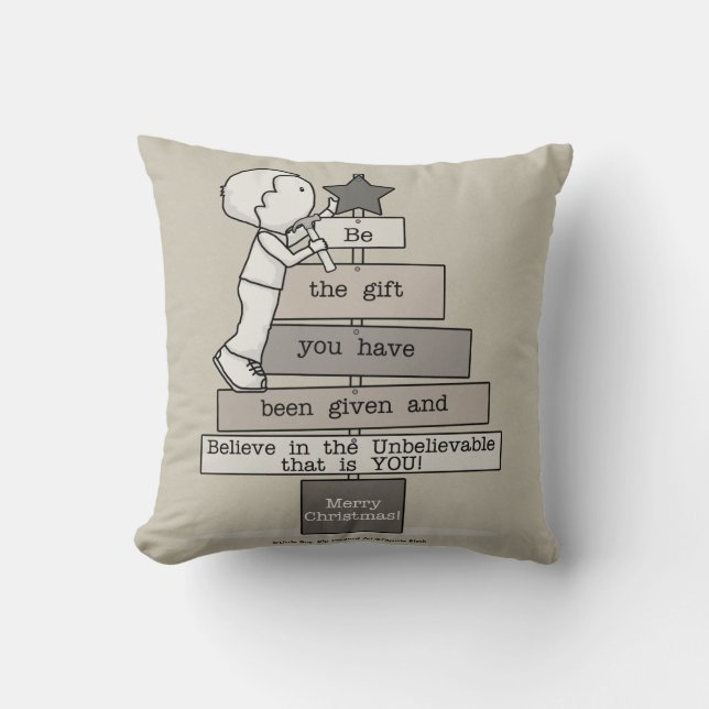 Wees de kerstboom (Tan) Kussen (Voorkant)