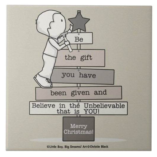 Wees de kerstboom (Tan) Tegeltje (Voorkant)