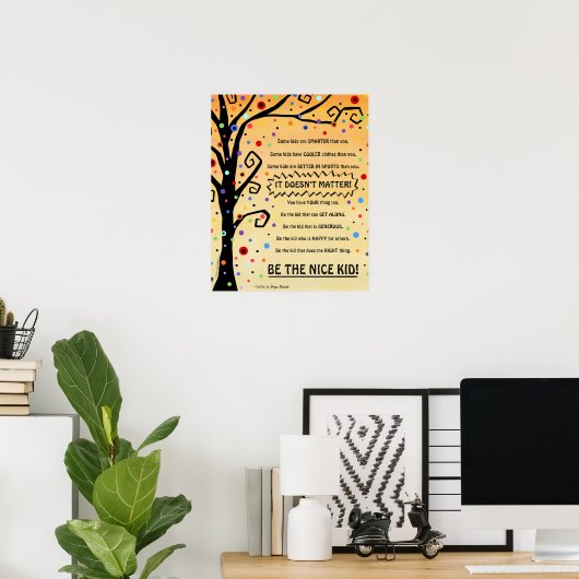 Wees de leuke Kind Classroom School Fun Tree Poster (Thuiskantoor)