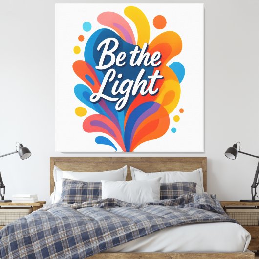 Wees de licht Inspirerend kleurrijke typografie De Canvas Afdruk (Insitu (Slaapkamer))