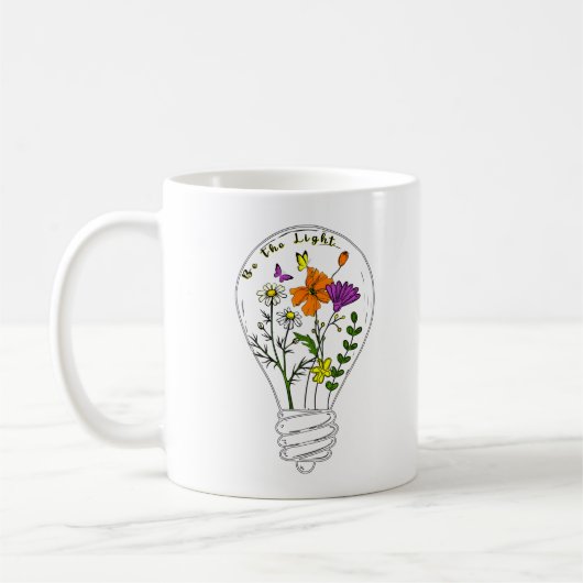 Wees de Lichte Wildflower Motivatie quote Koffiemok (Links)