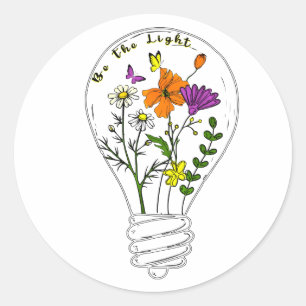 Wees de Lichte Wildflower Motivatie quote Ronde Sticker