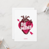 Wees de mijne! Valentijn platte Kaart. Hart en pij Kaart (Voorkant / Achterkant in situ)