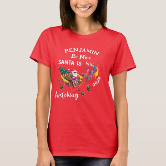 Wees de prettige kerstman die kerstmis bekijkt t-shirt (Voorkant)