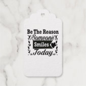 Wees de reden waarom iemand vandaag lacht geschenk cadeaulabels (Achterkant)