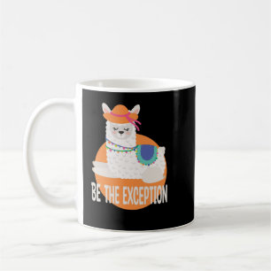 Wees de uitzondering Kawaii Funny Llama White en O Koffiemok