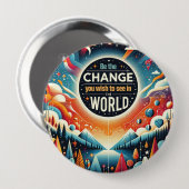 Wees de verandering die je wilt zien ronde button 4,0 cm (Voorkant /achterkant)