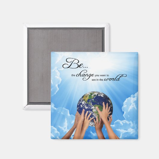 Wees de verandering - Gandhi Magneet (Voorkant / Achterkant)