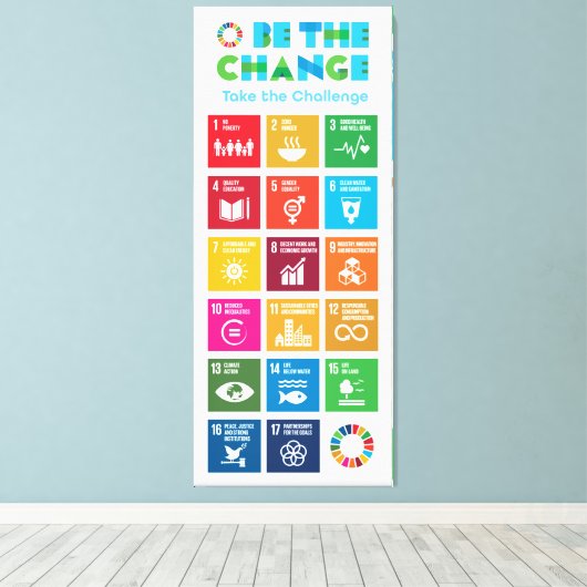 Wees de verandering Inspirerend Poster Global Goal Canvas Afdruk (Insitu (Houten vloer))