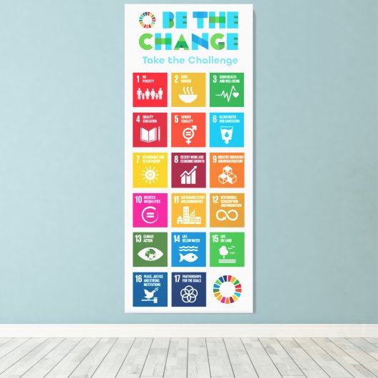 Wees de verandering Inspirerend Poster Global Goal Canvas Afdruk (Insitu (Houten vloer))