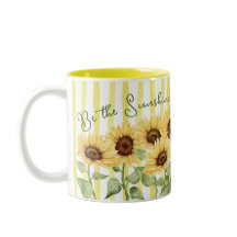 Wees de Zonneschijn Zonnebloemen en Strepen Koffie