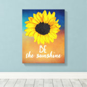Wees de zonneschijnse uitspraak op gele zonnebloem canvas afdruk (Insitu (Houten vloer))
