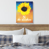 Wees de zonneschijnse uitspraak op gele zonnebloem canvas afdruk (Insitu (Slaapkamer))