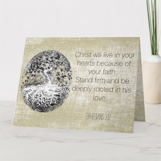 Wees diep geroerd in zijn liefde Christelijk Dank  Bedankkaart (Voorkant)