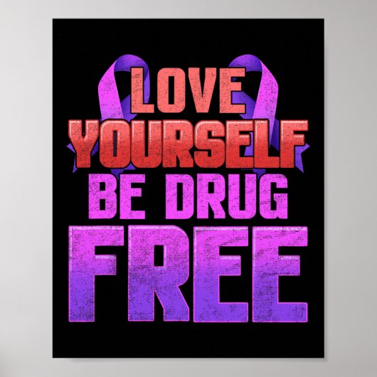 Wees drugsvrij hou van jezelf Paarse lint Poster (Voorkant)