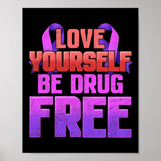 Wees drugsvrij hou van jezelf Paarse lint Poster (Voorkant)