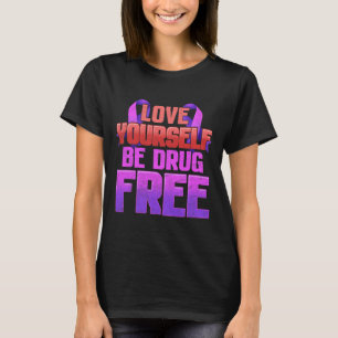 Wees drugsvrij hou van jezelf Paarse lint T-shirt